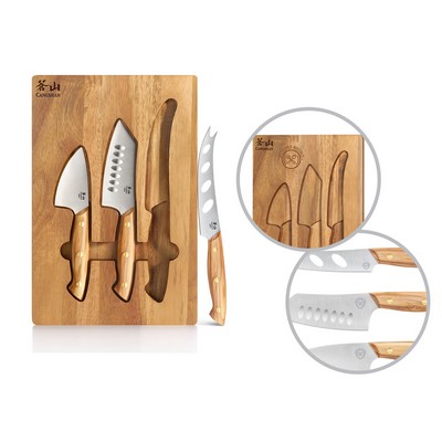 Cangshan - 3-Piece OLIV Cheese Knife Set w/Acacia Cheese Board