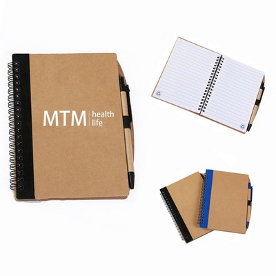 Spiral Notebook Lined Notepad with Pen in Holder