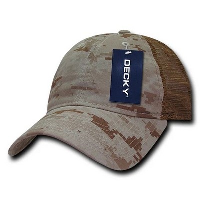 Decky Six Panel Low Profile Relaxed Camo Trucker Cap