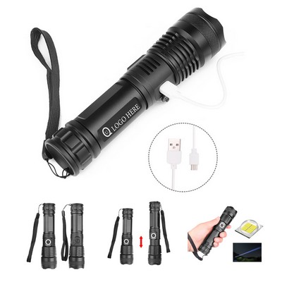 Aluminum Alloy Retractable Rechargeable Flashlight