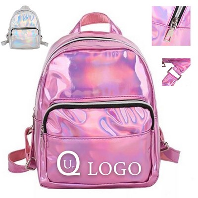 Holographic Laser Leather Backpack