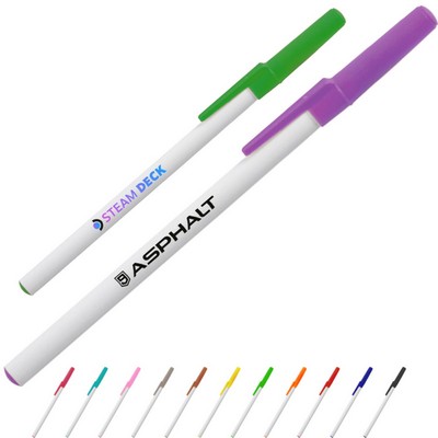 Durable Stick Pen w/ Colored Cap