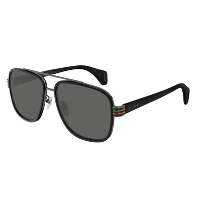 Gucci® Men's Black & Gray Rectangular Sunglasses