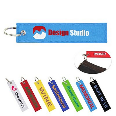 Double Side Woven Luggage Keychain Tag