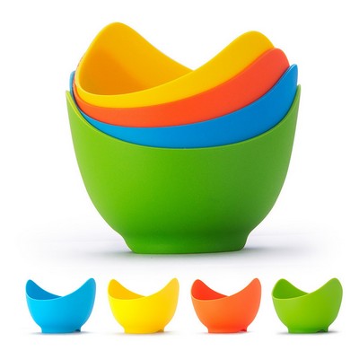 Silicone 4pcs Pack Egg Poaching Cups With Ring Standers