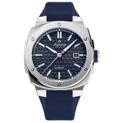 Alpina Mens Automatic Alpiner Rubber Strap Watch, Blue Dial