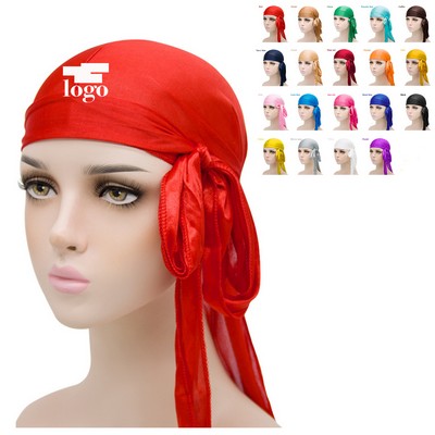 Satin Elastic Head Wrap With Long Tail