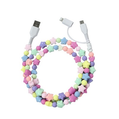 Customizable Dual-Port Beaded Charging Cable