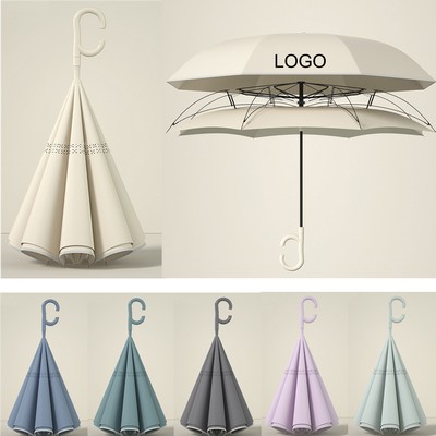 Large Inverted Reverse Umbrella with C-Shaped Handle