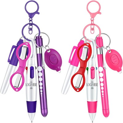 6-in-1 Shuttle Pens Retractable w/ Carabiner Keychain