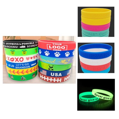 Luminous Color Blank Silicone Bracelets Wristbands, Colored Blank Wristbands Rubber Bands