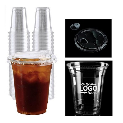 12 oz. Clear Plastic Cups w/ Sip-Lids