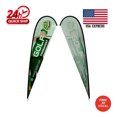 12' Premium Double-Sided Teardrop Flag Kit Poles/Ground Spike