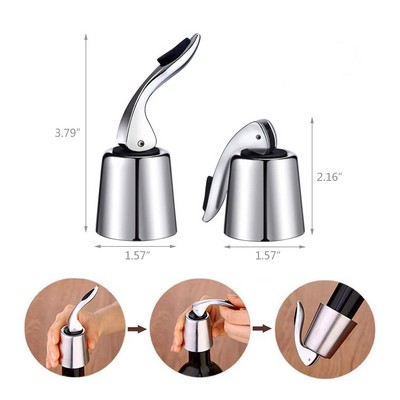 Stainless Silver Airtight Vacuum Wine Bottle Stopper