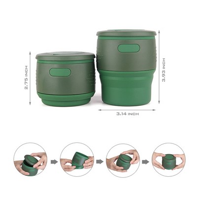 Collapsible Silicone Coffee Cup with Top Compartment for Pills