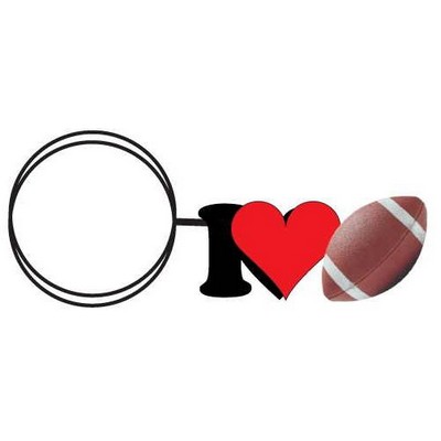 I Love Football Key Chain w/Clear Mirrored Back (12 Square Inch)