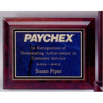 Deep-Beveled Hand Rubbed Cherry Finish Plaque w/ Blue Plate (11"x14")