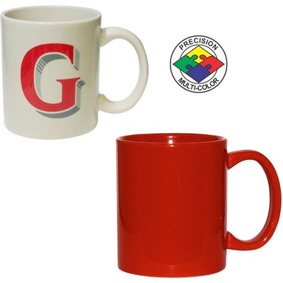 11 Oz. Vitrified C-Handle Red Mug - Screen Printed