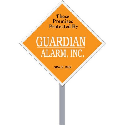 Diamond Security White Reflective Yard Sign (9"x 9")