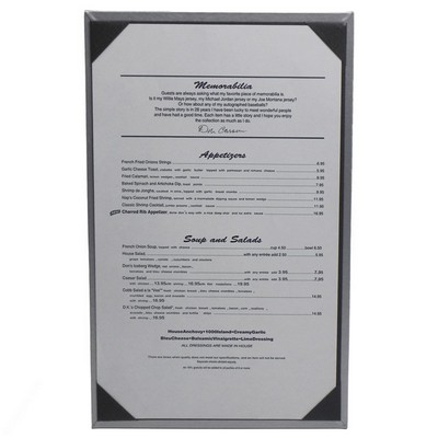 Menu Leatherette Single Panel Pocket Menu Cover (8 1/2"x14")