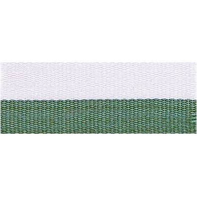 "V" Neck Ribbon - White/Green - Snap Clip - 1-1/2" Wide x 32" Long