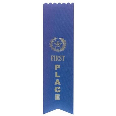 FIRST PLACE Ribbon - Pinked top - Blue - 2" x 8" long