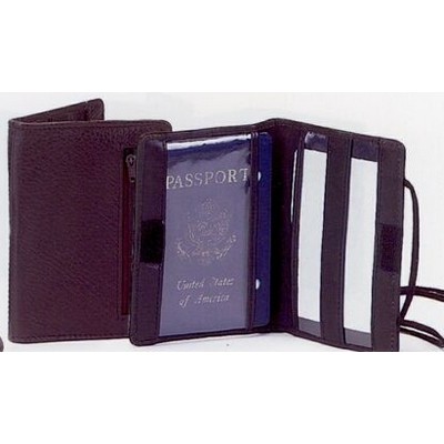 Leather Passport Cover w/Adjustable Neck String