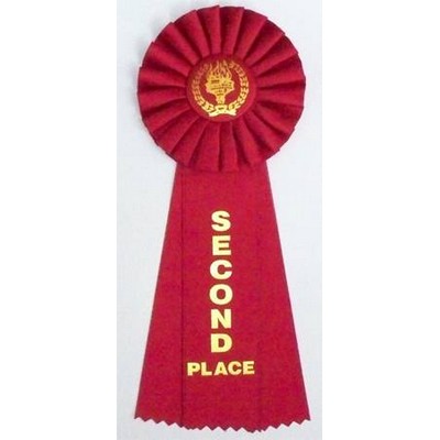 Rosette Ribbon - SECOND PLACE - Red - 4-1/2" x 11"