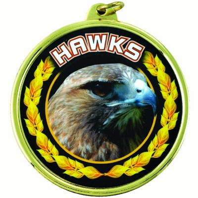 2¼" TM Series Academic Medal w/Hawks Mascot Mylar Insert