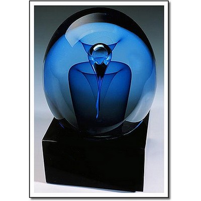 Blue Fountain Orb Sculpture w/o Marble Base