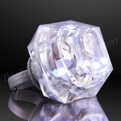 White Princess Cut Huge Diamond Lighted Ring