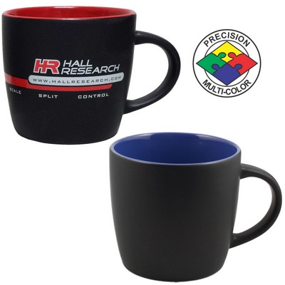 12 Oz. Black/Royal Blue Euro Cafe Mug - Dishwasher Resistant - Precision Spot Color