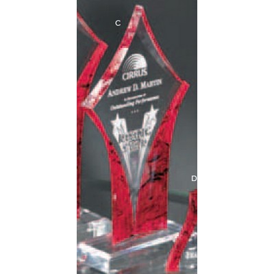 Red/ Clear Acrylic Diamond Trophy (10")