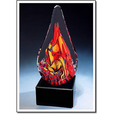 Firefall Glass Sculpture w/ Marble Base (3.5"x9.75")