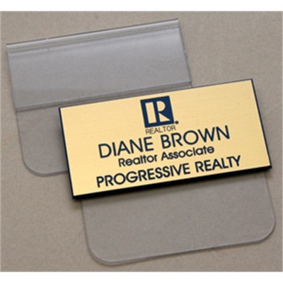 Name Badge w/Plastic Pocket Clip (1 1/4"x 3")