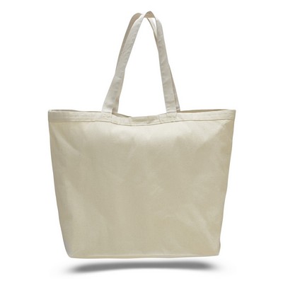 Natural Canvas Big Tote Bag w/ Velcro Closure - Blank (23"x17"x6")