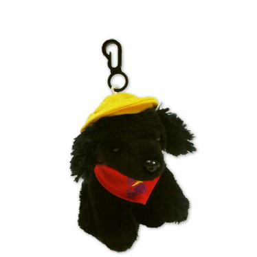 Custom Plush Mini Black Dog with Key Chain/ Clip Attachment