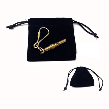 Mini Whistle Keychain w/ Velveteen Pouch