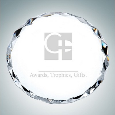 Clear Gem Cut Circle Optical Crystal Paper Weight