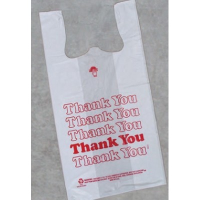 White Thank You High Density T-Shirt Bag (12"x7"x22")