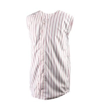 Adult Poly Warp Knit Pinstripe Pro-Style Full Button Sleeveless Baseball Jersey Shirt