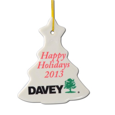 Tree Shape Ceramic Ornament w/Full Color Imprint