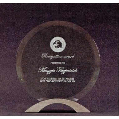 Round Glass Award w/Arched Base (6" x 6 ½")