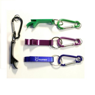 Deluxe Plain Can and Bottle Opener w/ Split Key Ring & Carabiner