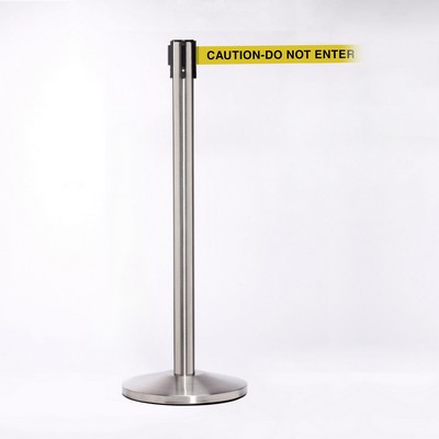 Stainless Pole W/ 11' Heavy Duty Belt/Lock W/ "Caution Do Not Enter" Message