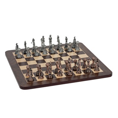 Golf Chess Set w/ Pewter Pieces & 16" Walnut Root Board