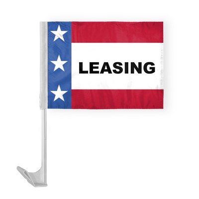 Patriotic Leasing Car Flags 12x16 inch