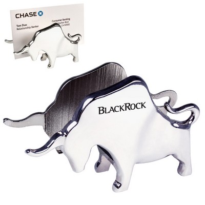 Chrome Metal Bull Memo & Card Holder