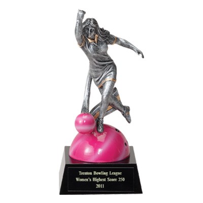 7" Bowling Trophy w/Female Bowler