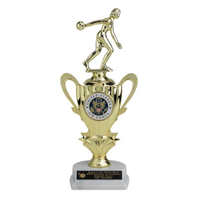 12½" Sports Trophy w/Riser & 2" Medallion Insert & Figure